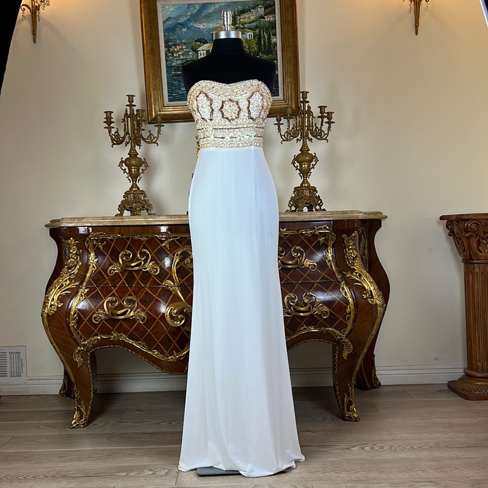 Meier Collection formal stretchy rhinestone evening prom dress